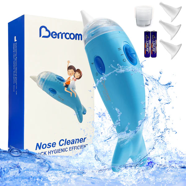 Berrcom Næsesuger til Baby – Elektrisk næsesuger til småbørn med 3 silikonespidser, automatisk næserenser til børn